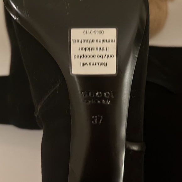 EUC Gucci black Suede Over knee boots, size 7/37. Gold hardware. - Picture 3 of 15